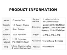 Load image into Gallery viewer, Desert&Fox Backpacking Camping Tent, Lightweight 1-3 Person